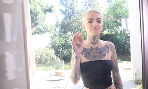 Short-haired hell-hound with save up of tattoos fucks her girlfriend